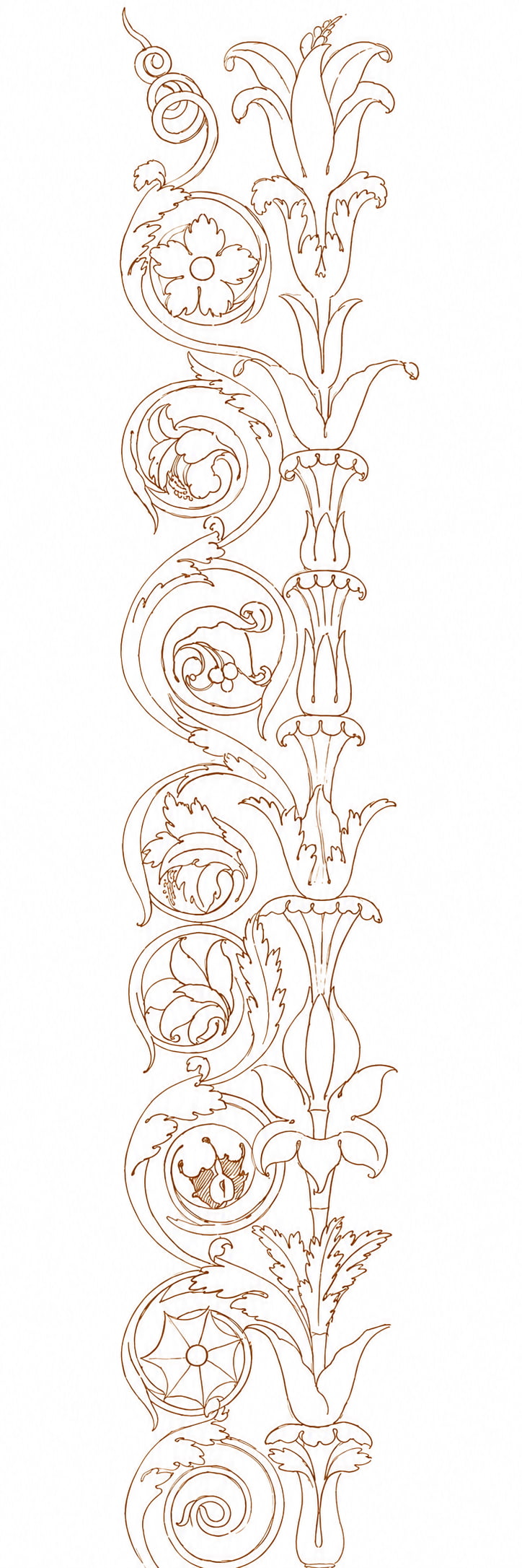 Dessin ornemental floral vertical